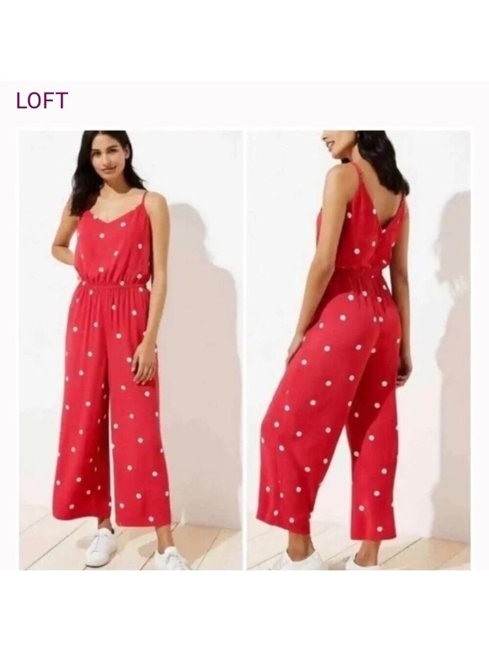 LOFT Red Polka Dot Jumpsuit XS